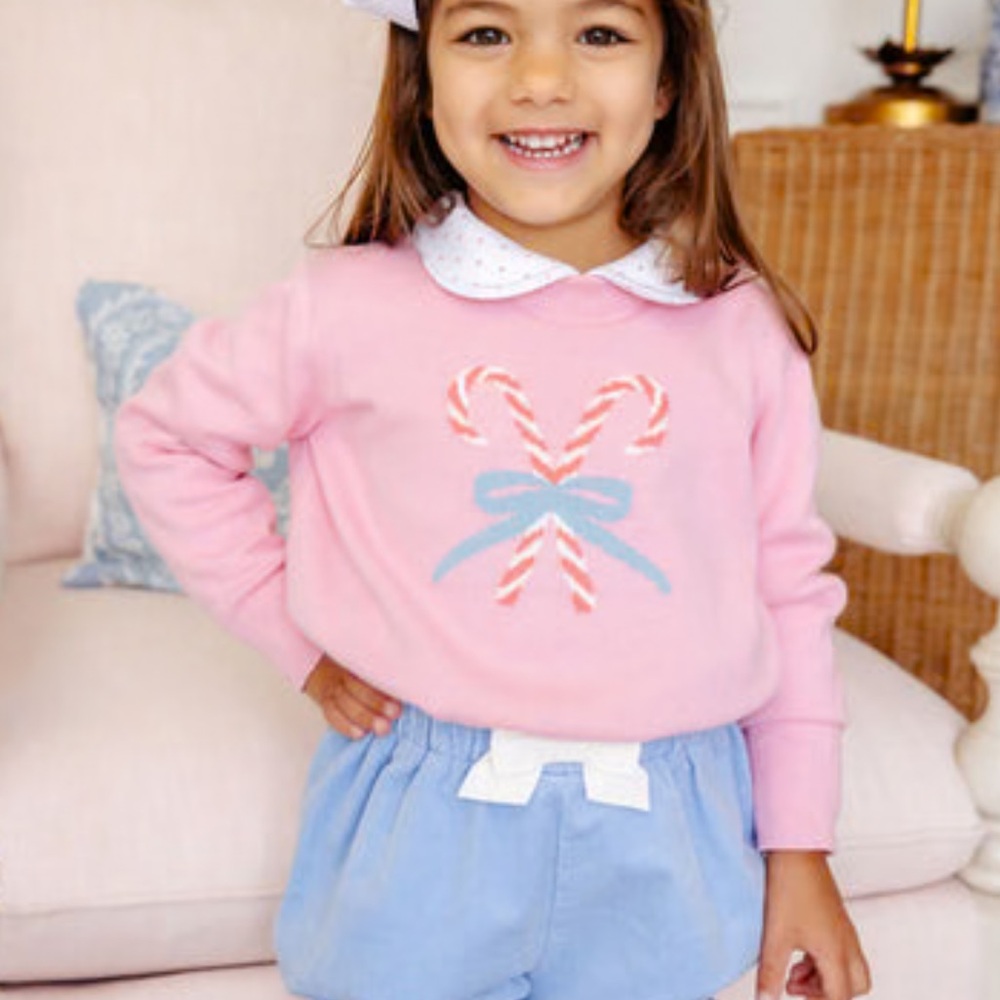 Beaufort Isabelle's Intarsia Sweater Hamptons Hot Pink Candy Cane Intarsia TBBC